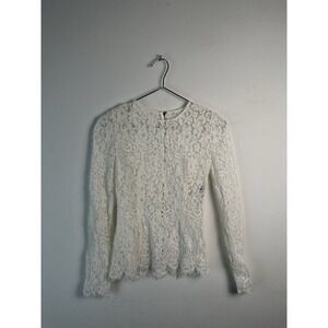 Dolce & Gabbana White Ivory Laced Long Sleeve‎ Top, In Size 40 US 8
